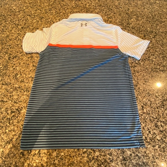 🔆3/$25🔆 Kids Under Armour Striped Polo Shirt Size L (Boy) - Picture 3 of 5